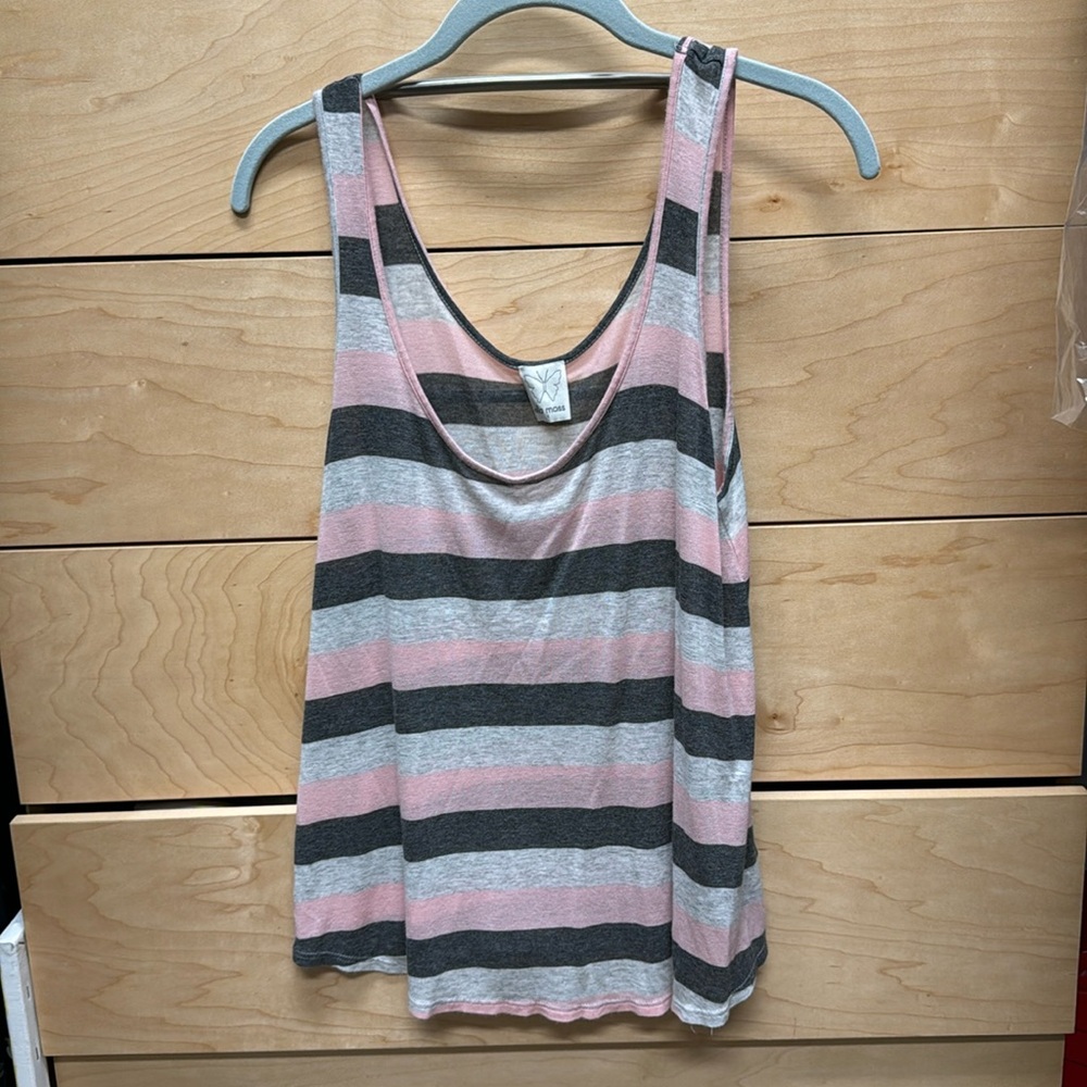 Ella moss striped soft cotton tank top